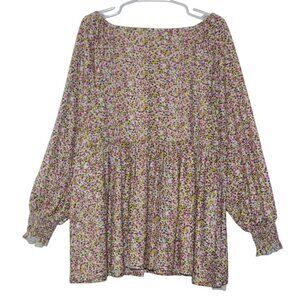 Alishebuy Women's Bohemian Floral Print Long Sleeve Blouse Tops M. NWT.